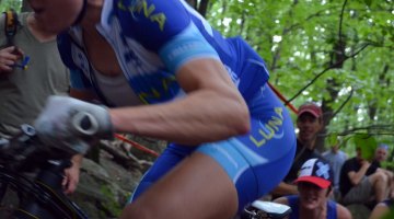 Gould, charging through a huge crowd of hecklers. © Cyclocross Magazine