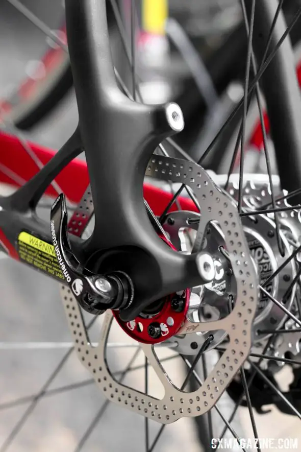 Ready for disc brakes, but the brakes weren't quite ready for Dealer Camp. © Cyclocross Magazine Ready for disc brakes, but the brakes weren't quite ready for Dealer Camp. © Cyclocross Magazine