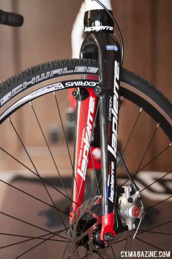 The LaPierre Cross Alloy has a fork that can accomodate disc and canti brakes. © Cyclocross Magazine