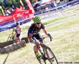 Caroline Mani (Raleigh / Clement) takes the win over Amanda Carey (NoTubes) at the 2013 Raleigh Midsummer Night's Race. © Cathy Fegan-Kim