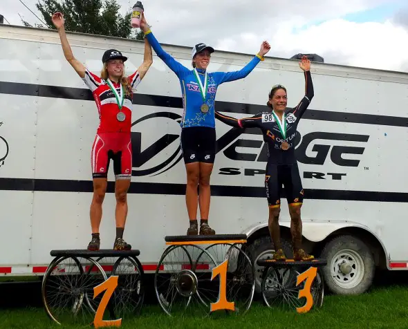 Helen WYman tops the women's podium at Green Mountain. © Todd Prekaski