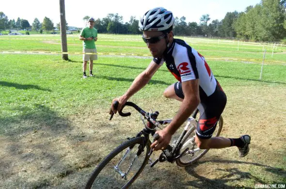 Justin Lindine in second spot on Sunday at Nittany. © Cyclocross Magazine