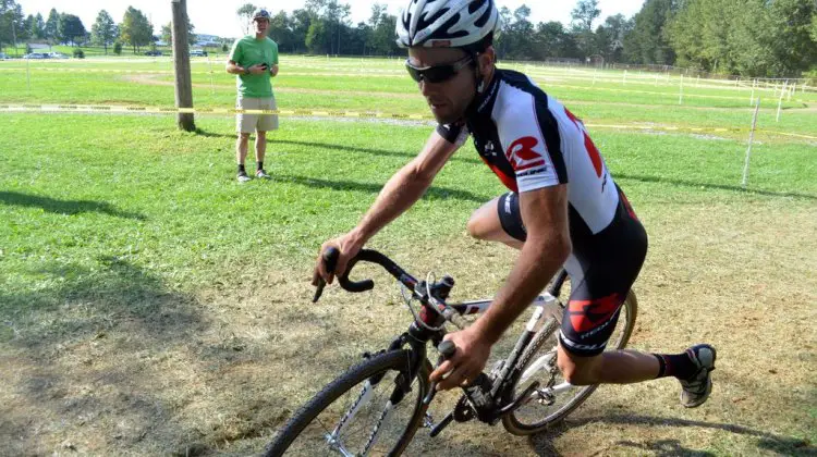 Justin Lindine in second spot on Sunday at Nittany. © Cyclocross Magazine
