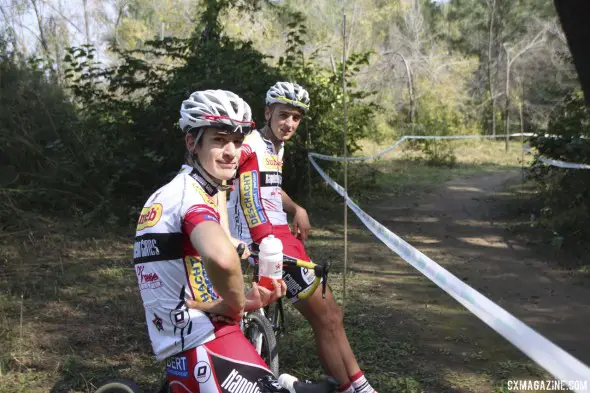 Sunweb / Napoleon Games racers watching the women's race. Qiansen Trophy UCI C2 Cyclocross Event. © Cyclocross Magazine