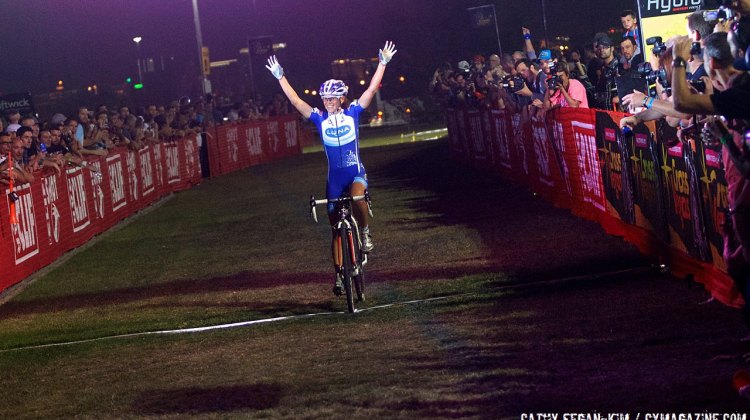 Katerina Nash had plenty of time to celebrate. © Cathy Fegan-Kim, Cyclocross Magazine