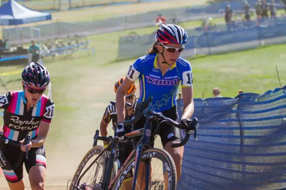 Last year's winner, Helen Wyman, in the lead. © Todd Prekaski