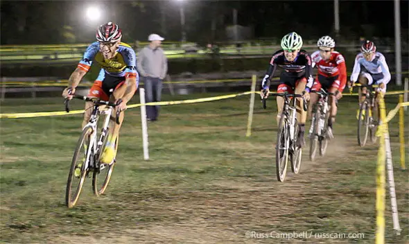 No one could catch Adam Myerson (Team SmartStop/Mountain Khakis) last night. Myerson sprinted to victory in the Men's race. © Russ Campbell