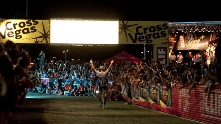 Sven Nys celebrates with his American fans with a commanding win at the Clif Bar Cross Vegas 2013. © Cyclocross Magazine