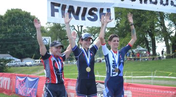 Van Gilder, Kemmerer, Thiemann (L to R) on the Nittany Podium Day 2. © Cyclocross Magazine