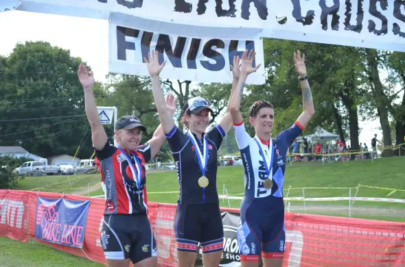 Van Gilder, Kemmerer, Thiemann (L to R) on the Nittany Podium Day 2. © Cyclocross Magazine