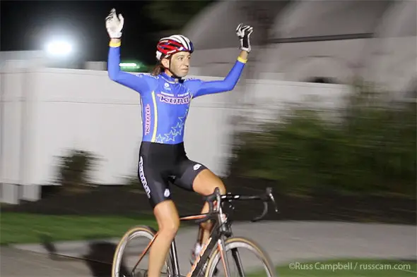 Helen Wyman (Kona Factory Racing) crosses the line to win the Women's race. © Russ Campbell