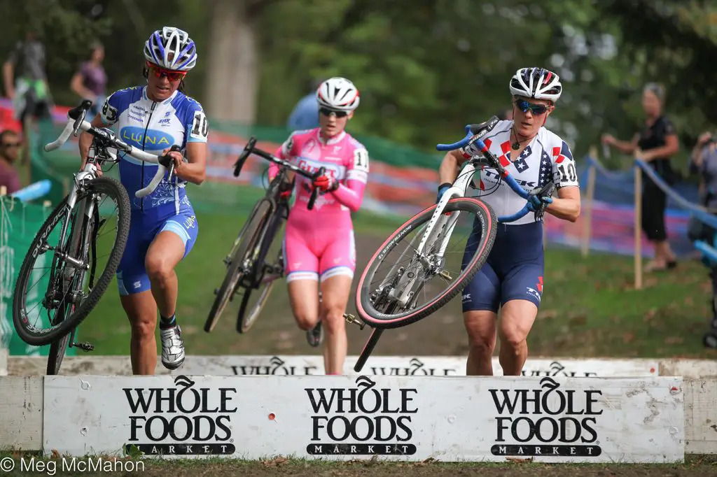 Elle Anderson joined idols Katerina Nash and Katie Compton on the podium at the 2013 race in Providence. © Meg McMahon