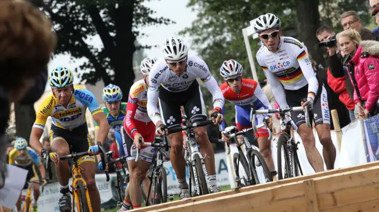 The men hit the barriers at GP Brabant. © Bart Hazen