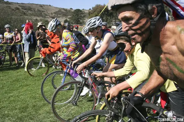 It is still a race: Serious race faces despite the attire. © Cyclocross Magazine