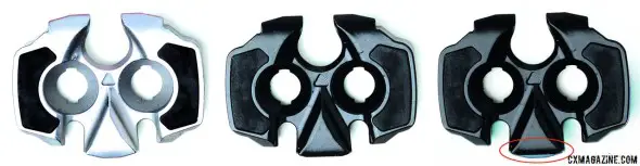 Look S-Track Comp Cleat (left) and S-Track Easy Cleat (black). The third shows the Easy cleat on top of a Comp cleat. Look S-Track Comp Cleat (left) and S-Track Easy Cleat (black). The third shows the Easy cleat on top of a Comp cleat.