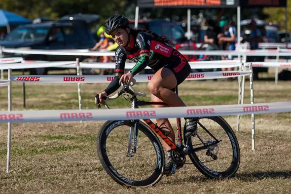 Chloe Dygert soloed away early for the Elite Women's win. © Kent Baumgardt