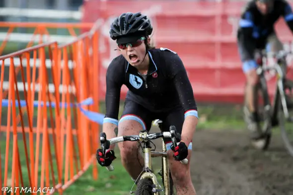 Laura Winberry crosses the line for the win. © Pat Malach