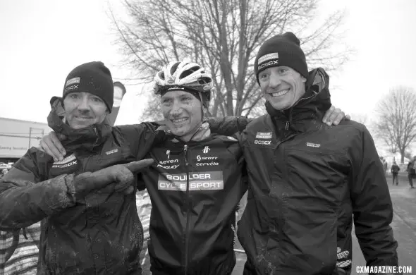 Russell Stevenson and the Boulder Cycle Sport crew of Brandon Dwight and Pete Webber. © Cyclocross Magazine