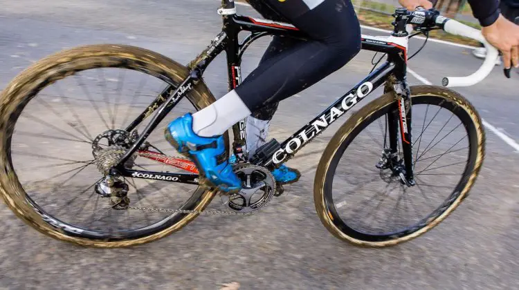 Niels Ablert with Shimano R785 hydraulic disc brakes at the 2013 Koppenbergcross. © Cyclocross Magazine