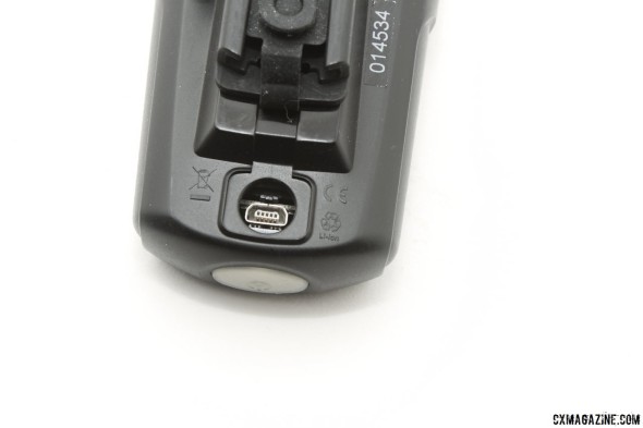Mini USB charging port on the CatEye Nano Shot Plus LED bike light. © Cyclocross Magazine