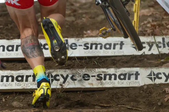 Adam Myerson runs the Cycle-Smart stairs. © Todd Prekaski