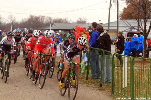 Amanda Miller takes an early lead on Day 2 of Jingle Cross Rock. © Michael McColgan