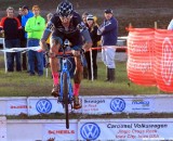 Berden hopping the barriers on the last day of Jingle Cross Rock 2013. © Mike McColgan