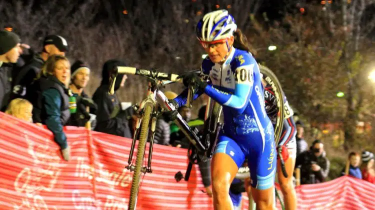 Nash heading to first place on Friday night at Jingle Cross. © Michael McColgan