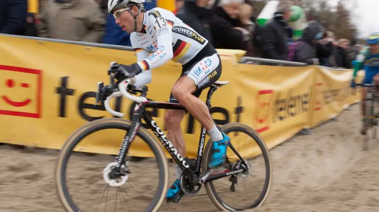 Philip Walsleben riding disc brakes in Gieten, Netherlands - © Thomas van Bracht / Cyclocross Magazine