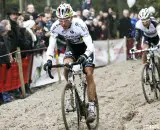 Sven Nys led Niels Albert through the sane at the GP Hasselt 2013 race. © Bart Hazen / Cyclocross Magazine