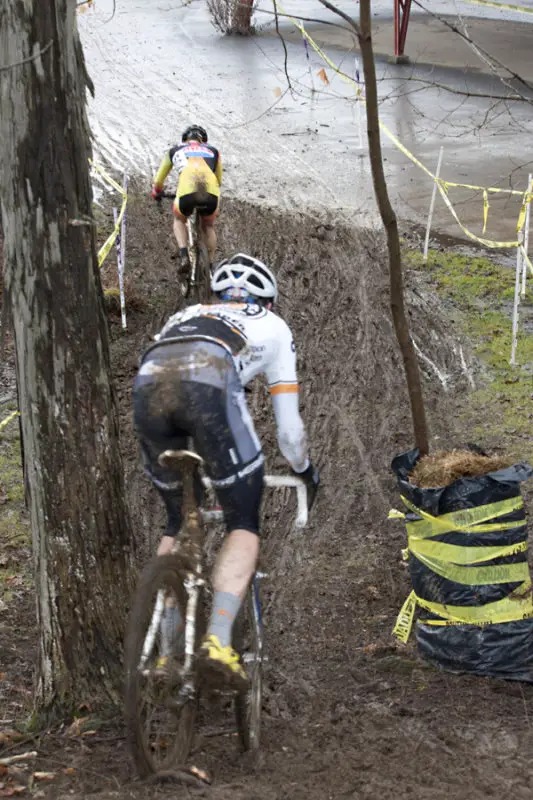 A mud slide, one of the course's more challenging sections, at the MAC series’ Limestone Cross in 2102. © Dennis Smith