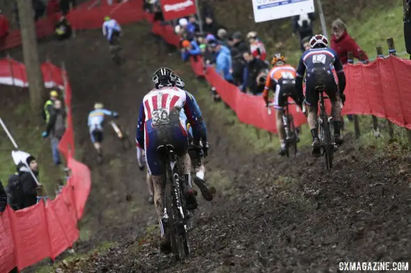 Logan Owen is back in Europe, this time as a first-year U23 racer needing to chase the leaders. © Cyclocross Magazine