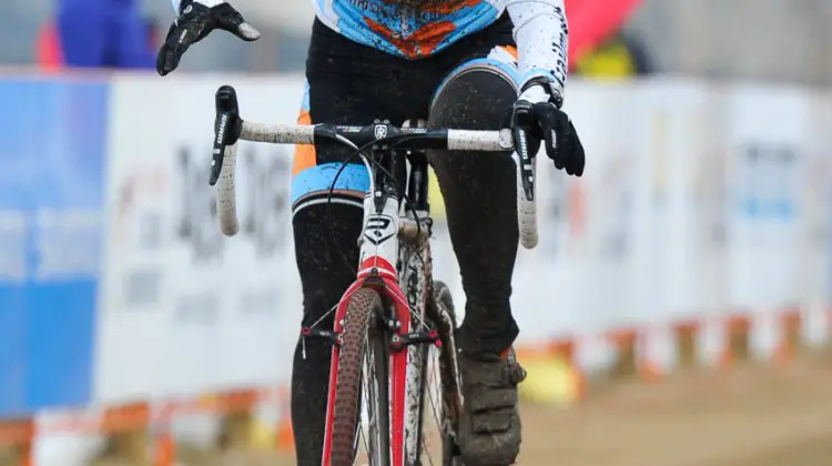 Anne Trombley winning 50-54 and finishing third in the 45-49 race, despite starting a minute back. © Steve Anderson