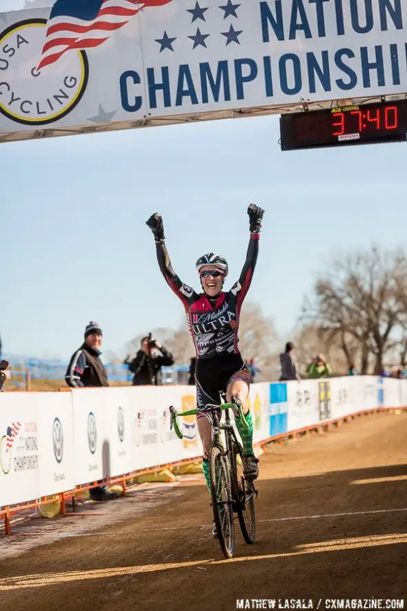 Sunni Gilbert takes the win in the Masters Women 35-39, 2014 Cyclocross National Championships. ©
