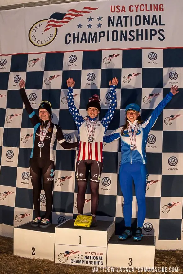 U23 Women Podium: L to R Noble, Antonneau, Finchamp. © Matt Lasala