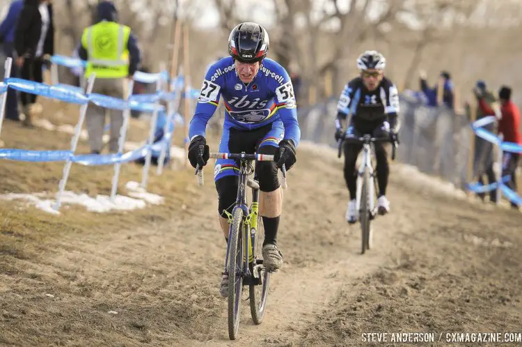 Don Myrah leading Tim Faia - 2014 Masters 45-49 Cyclocross National Championships. © Steve Anderson