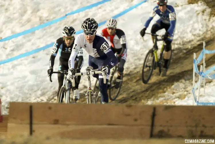 Jon Cariveau leads Tim Faia, Kenny Wehn and Don Myrah with Robson off the front. © Cyclocross Magazine