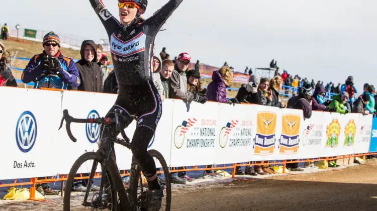 Hannah Arensman taking the 15-16 Women's win at Nationals. © Mike Albright