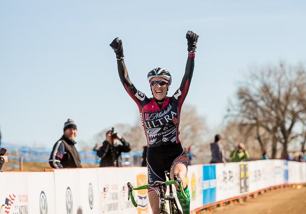 Sunni Gilbert takes the win in the Masters Women 35-39, 2014 Cyclocross National Championships. ©