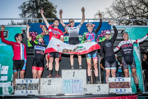 An expanded Men’s 1-4 podium, with Brush reaching highest. © Philip Beckman / PB Creative