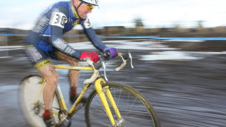 Paul Curley brought his Tom Stevens Spin Arts frame with barcons, wheel cover and rear view mirror to Gossau in hopes of winning a World Championship. © Cyclocross Magazine