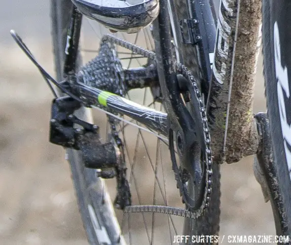 SRAM's CX1 prototype drivetrain was tested by Ryan Trebon at the 2014 National Championships. © Jeff Curtes / Cyclocross Magazine