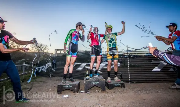 A Happy New for the SCNCA Men’s 1/2 medalists: Feldstein (gold), Siegle (silver) and Phillips (bronze). Philip Beckman/PB Creative (http://pbcreativephoto.com)