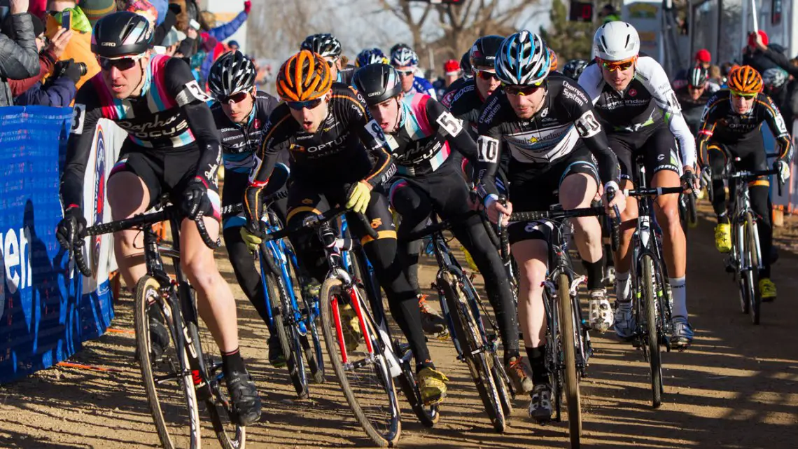 The start of the Elite Men's race at cyclocross Nationals. © Mike Albright