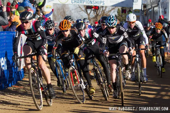 The start of the Elite Men's race at cyclocross Nationals. © Mike Albright