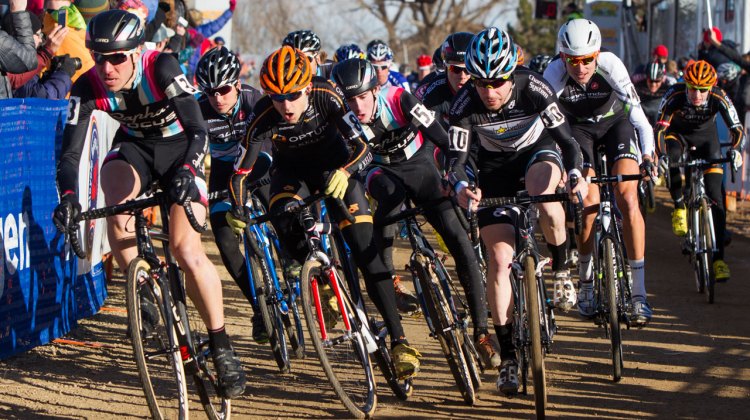 The start of the Elite Men's race at cyclocross Nationals. © Mike Albright