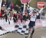 Katie Compton (Trek Cyclocross Collective) wins the 2014 GP Sven Nys over Marianne Vos. © photopress.be