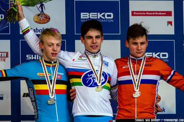 Men's podium at U23 UCI Cyclocross World Championships 2014. © Thomas Van Bracht