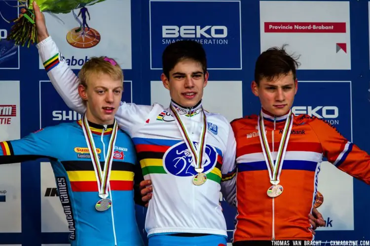 Men's podium at U23 UCI Cyclocross World Championships 2014. © Thomas Van Bracht