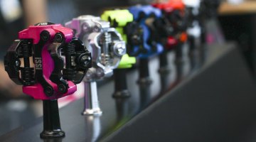 iSSi is QBP's new pedal brand, and they're providing a compelling, colorful alternative to Shimano SPD pedals, but they're not Shimano SPD cleat compatible. © Cyclocross Magazine